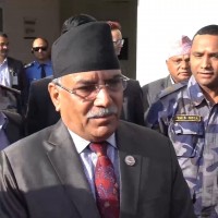 Chair Dahal inspects under -construction Gautam Buddha Int'l cricket Stadium   