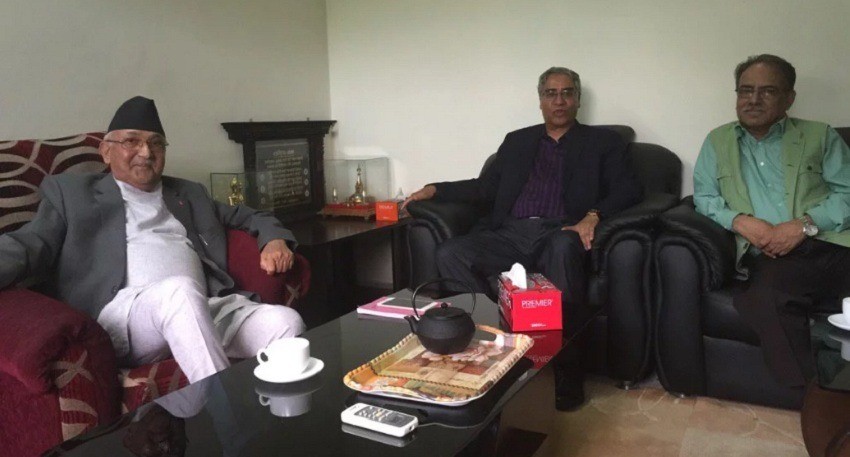 PM Oli, NCP chair Dahal and NC president Deuba agree on consensus in state affairs